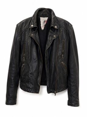 Vintage Free People Bkack Leather Jesse Moto Jacket
